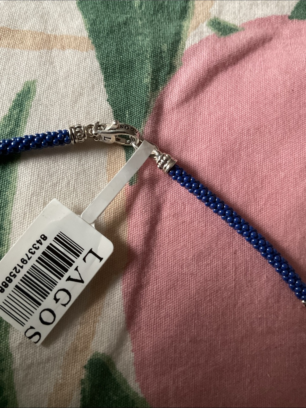 LAGOS Royal Blue Beaded Collar Necklace with Silver Accents - Picture 2 of 4